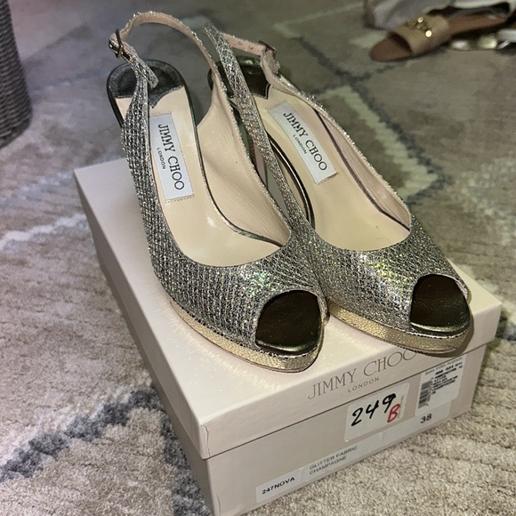 Jimmy Choo Glitter Champagne Heels size 38 - Picture 1 of 7